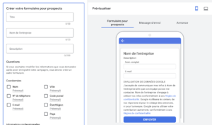 Extension de formulaire pour prospects Google Ads